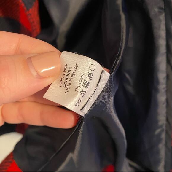 J. Crew Red Navy Blue Buffalo Plaid Wool Coat Jacket Small - Picture 8 of 13